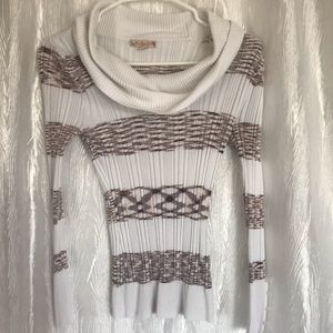 Cowl Neck Striped Sweater